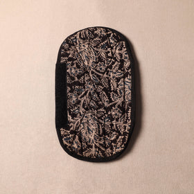 Black Kalamkari Block Printed Fridge Top Cover with Handle Cover