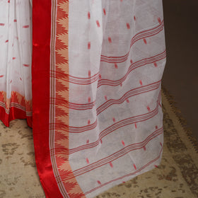 White - handloom cotton phulia jamdani saree 03