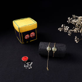 Handcrafted Meenakari Bhaiya Bhabhi Rakhi Set with Coir Box 55
