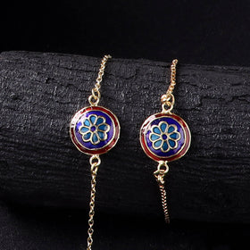 Handcrafted Meenakari Bhaiya Bhabhi Rakhi Set with Coir Box 56