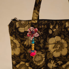 Black Handcrafted Quilted Cotton Hand Bag