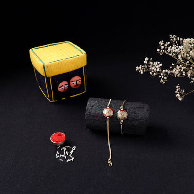Handcrafted Meenakari Bhaiya Bhabhi Rakhi Set with Coir Box 57