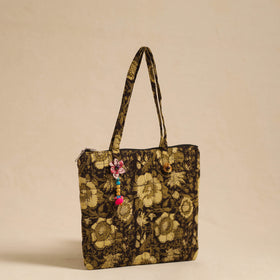 Black Handcrafted Quilted Cotton Hand Bag