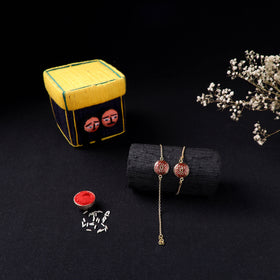 Handcrafted Meenakari Bhaiya Bhabhi Rakhi Set with Coir Box 58