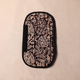 Black Kalamkari Block Printed Fridge Top Cover with Handle Cover