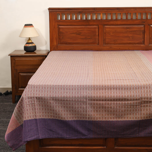 Brown - Pure Cotton Single Handloom Bed Cover from Bijnor 40