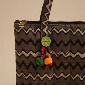 Brown Handcrafted Quilted Cotton Hand Bag