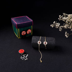 Handcrafted Meenakari Bhaiya Bhabhi Rakhi Set with Coir Box 62