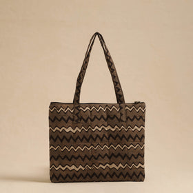 Brown Handcrafted Quilted Cotton Hand Bag