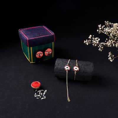 Handcrafted Meenakari Bhaiya Bhabhi Rakhi Set with Coir Box 63