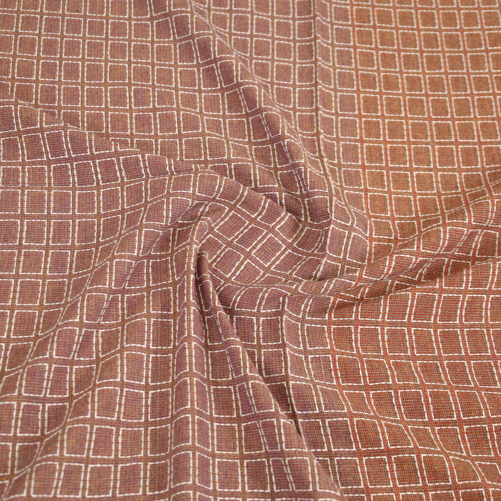 Brown - Pure Cotton Single Handloom Bed Cover from Bijnor 40