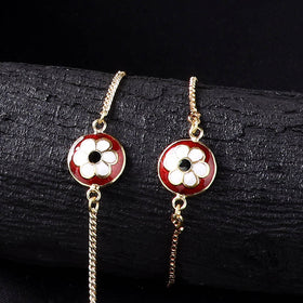 Handcrafted Meenakari Bhaiya Bhabhi Rakhi Set with Coir Box 63