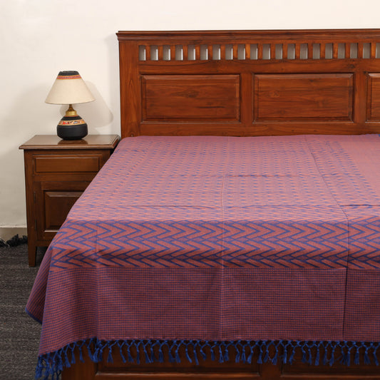 Purple - Pure Cotton Single Handloom Bed Cover from Bijnor 41