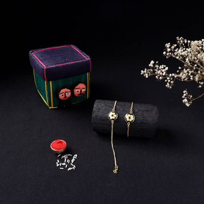 Handcrafted Meenakari Bhaiya Bhabhi Rakhi Set with Coir Box 65