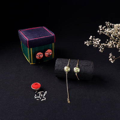 Handcrafted Meenakari Bhaiya Bhabhi Rakhi Set with Coir Box 67