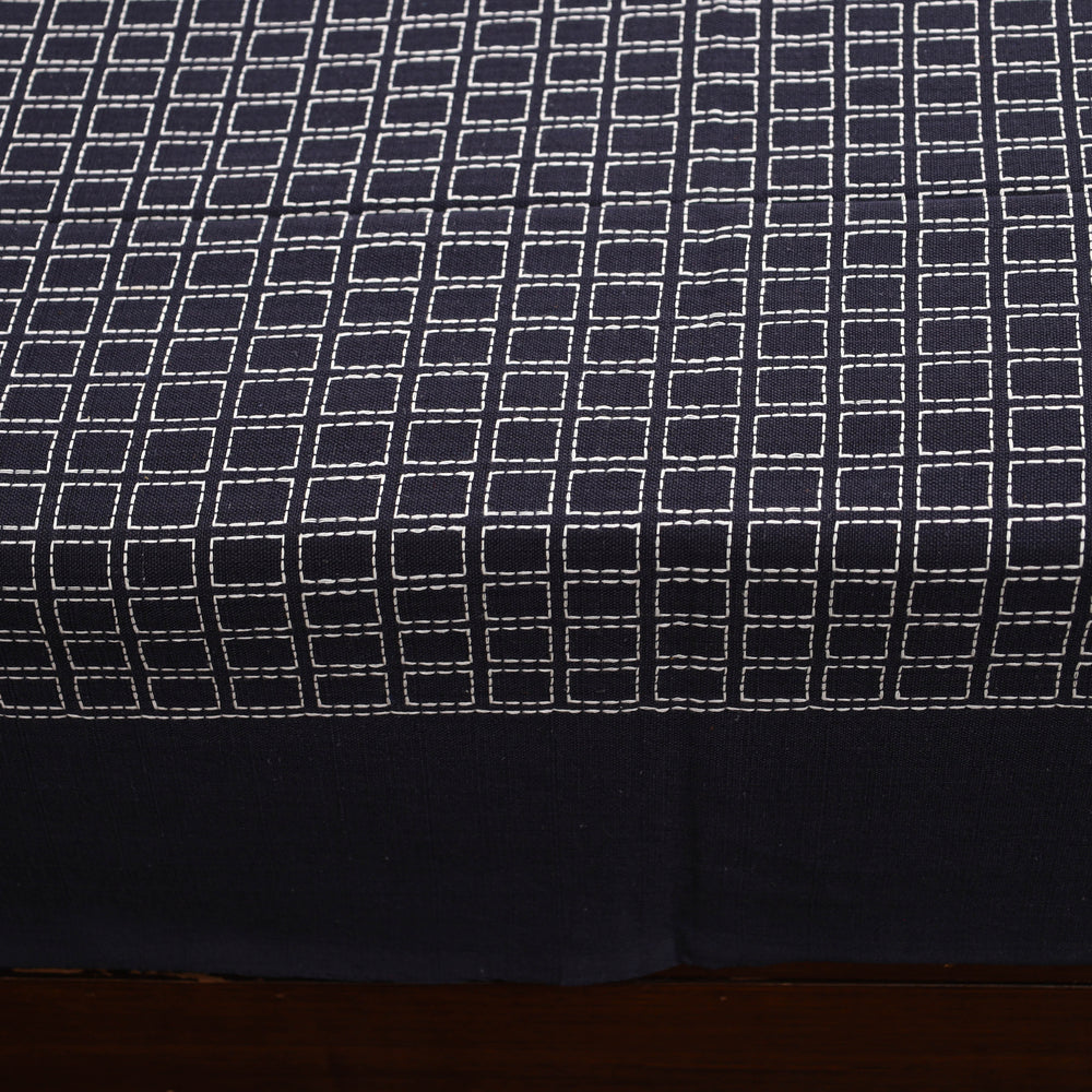 Blue - Pure Cotton Single Handloom Bed Cover from Bijnor 42