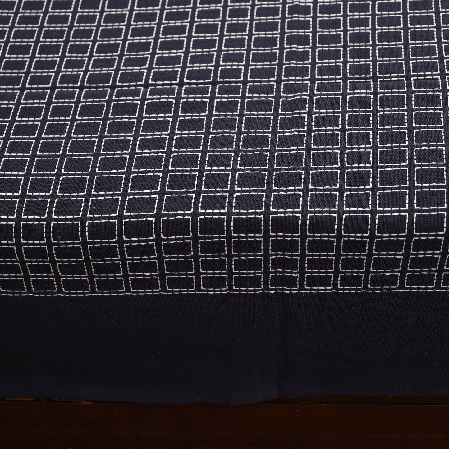 Blue - Pure Cotton Single Handloom Bed Cover from Bijnor 42