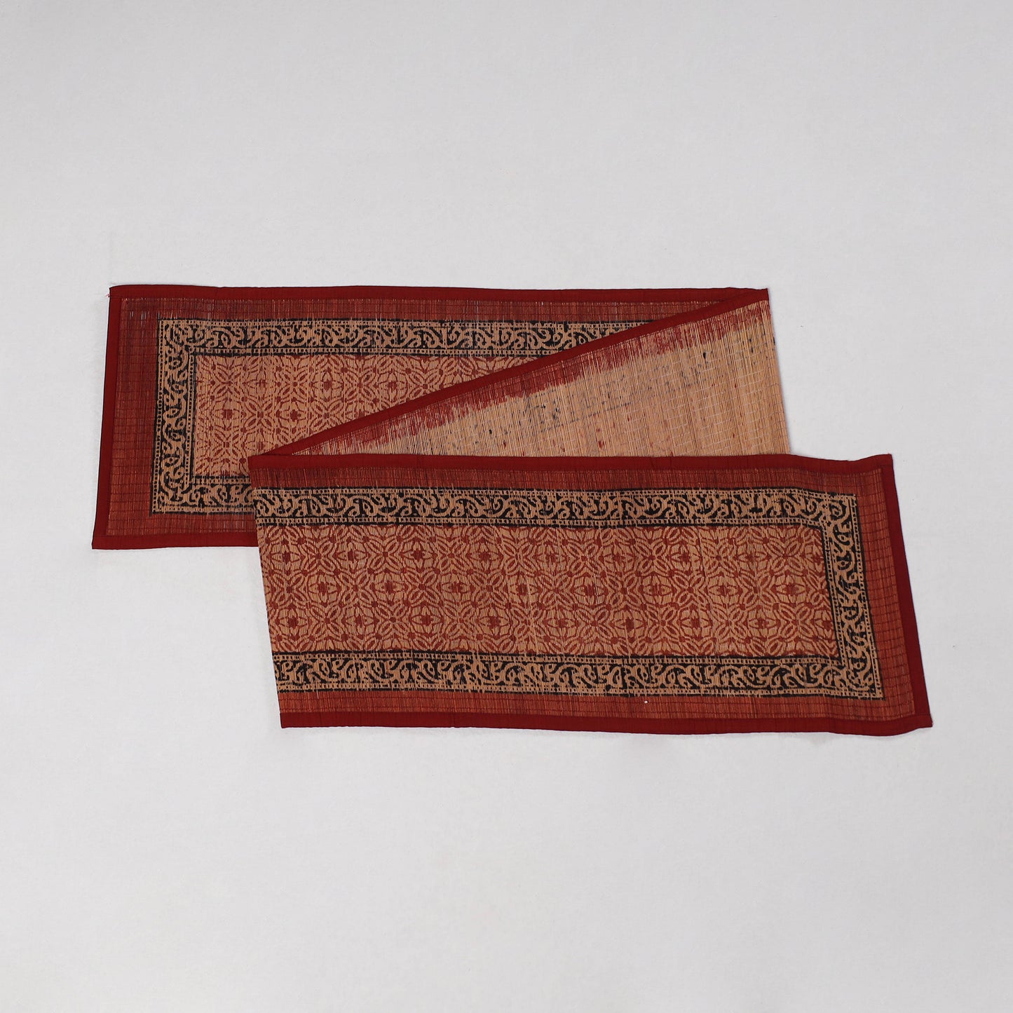 Natural Bamboo Bagh Block Printed Dining Table Runner 02