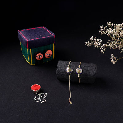 Handcrafted Meenakari Bhaiya Bhabhi Rakhi Set with Coir Box 68