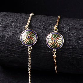 Handcrafted Meenakari Bhaiya Bhabhi Rakhi Set with Coir Box 68