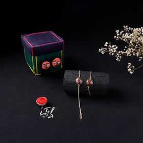Handcrafted Meenakari Bhaiya Bhabhi Rakhi Set with Coir Box 69