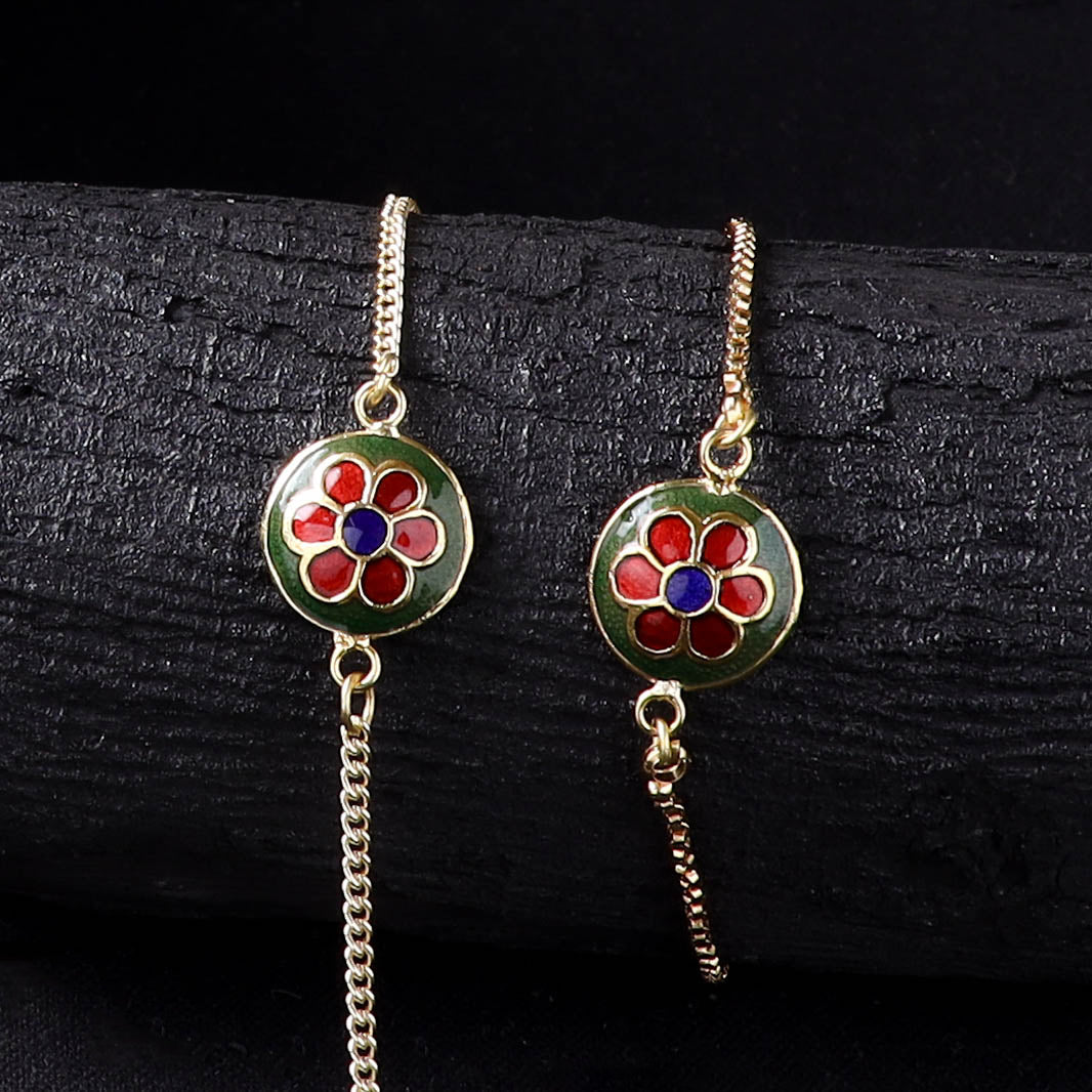 Handcrafted Meenakari Bhaiya Bhabhi Rakhi Set with Coir Box 69