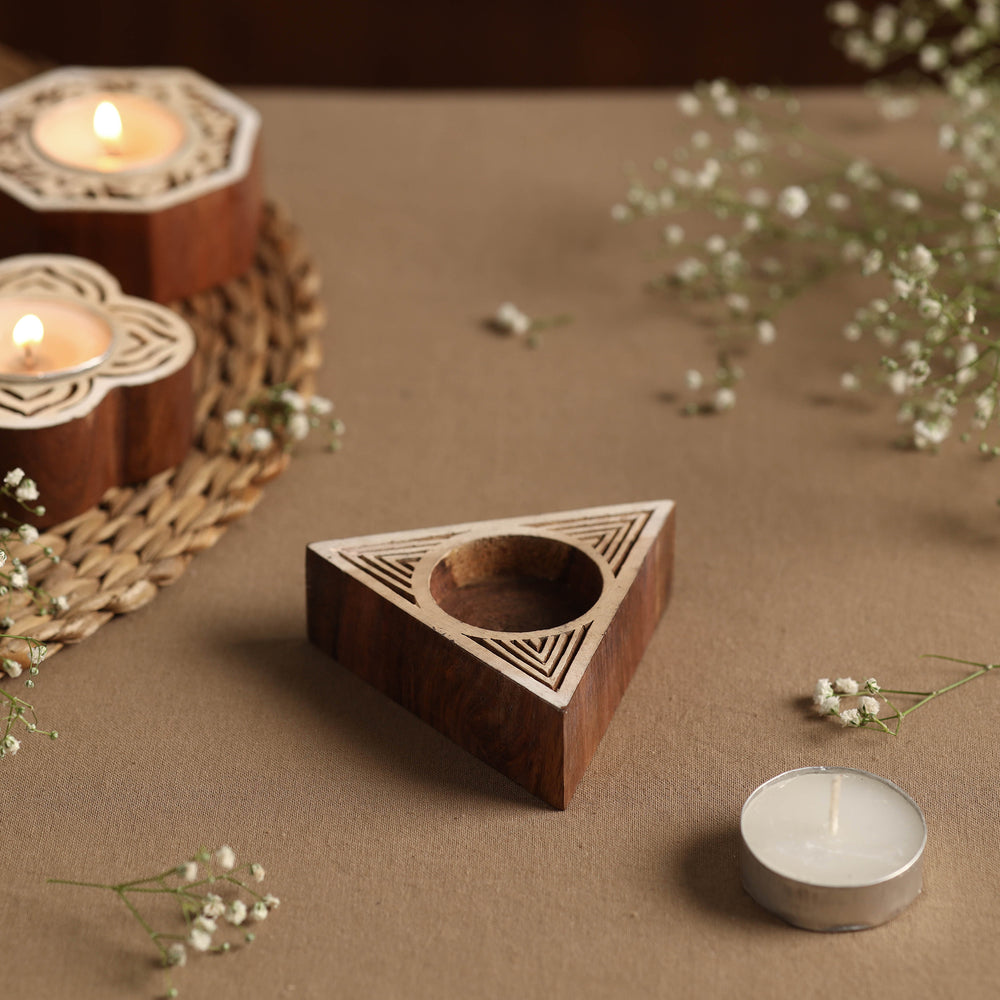 wooden tealight candle holder