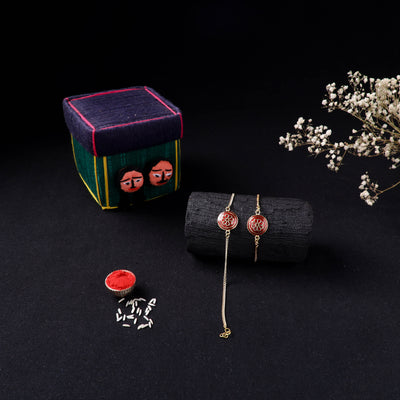 Handcrafted Meenakari Bhaiya Bhabhi Rakhi Set with Coir Box 70