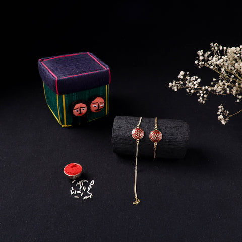 Handcrafted Meenakari Bhaiya Bhabhi Rakhi Set with Coir Box 70