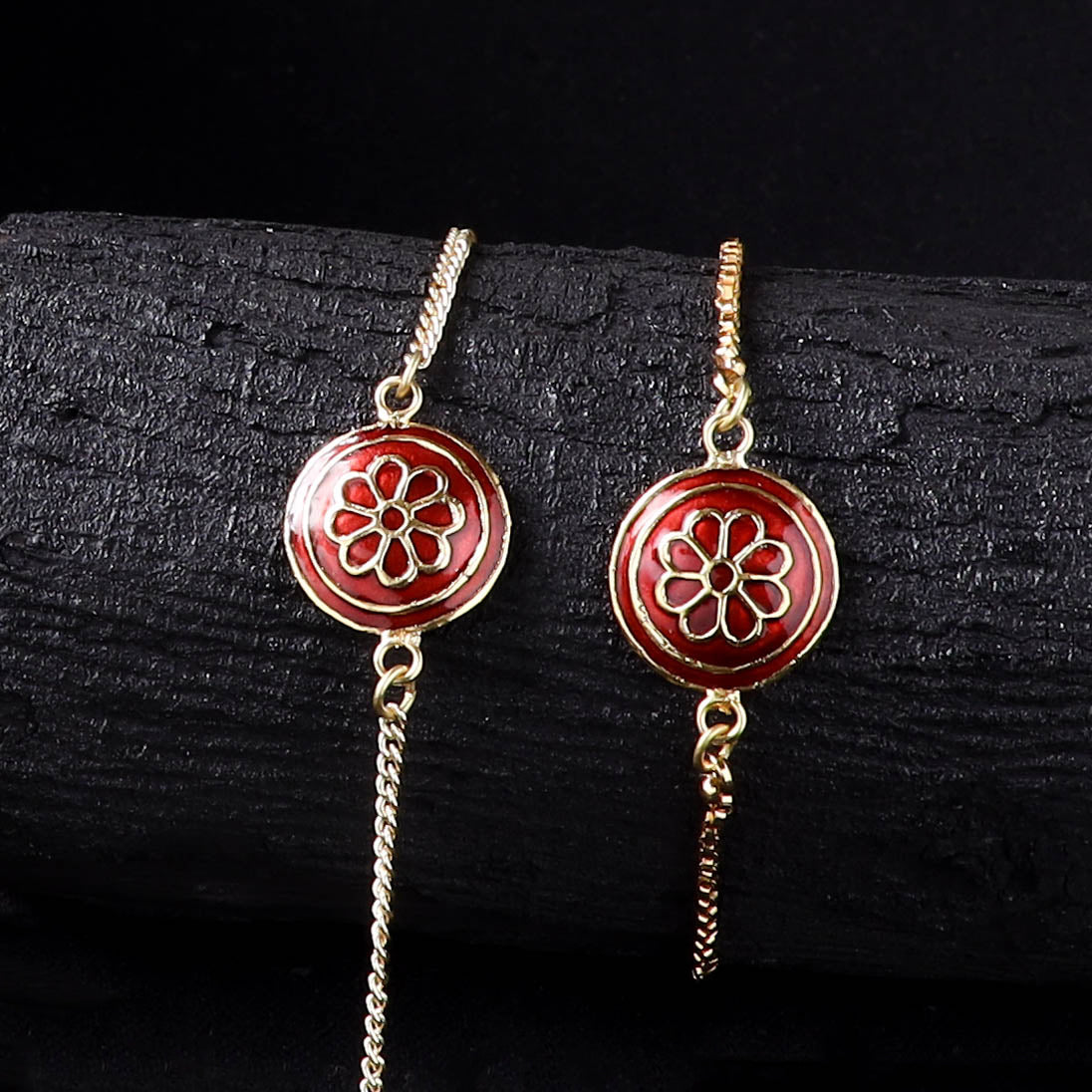 Handcrafted Meenakari Bhaiya Bhabhi Rakhi Set with Coir Box 70