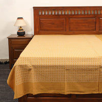 Yellow - Pure Cotton Single Handloom Bed Cover from Bijnor 44