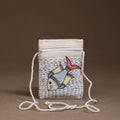 White - Madhubani Handpainted Mobile Sling Bag 09