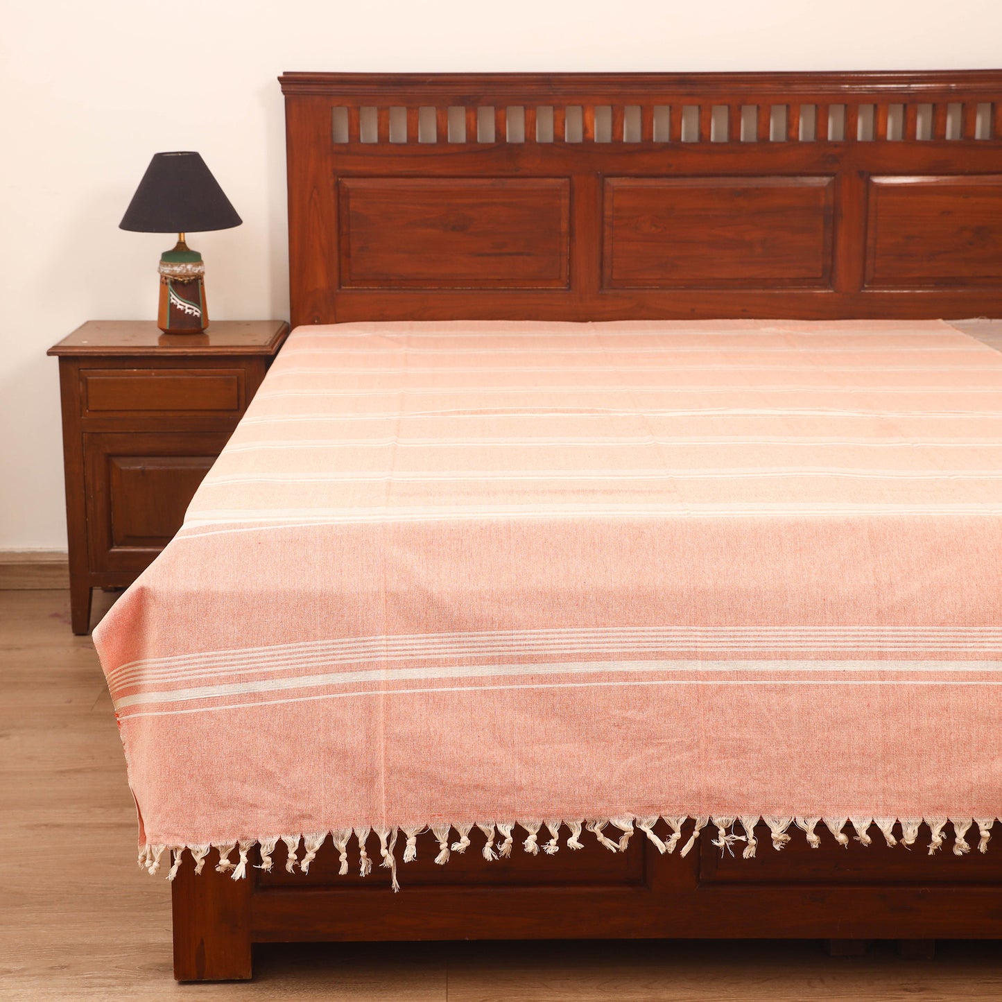 Bijnor Pure Handloom Cotton Single Bed Sheet (90 x 60 in) 90