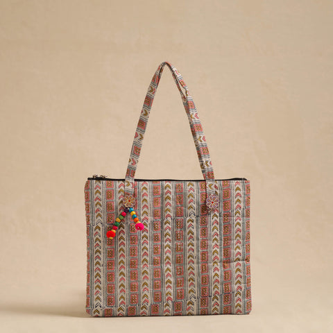 Multicolor Handcrafted Quilted Cotton Hand Bag