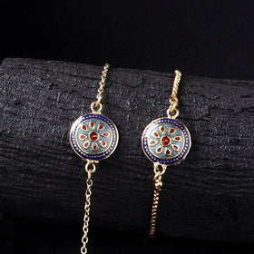 Handcrafted Meenakari Bhaiya Bhabhi Rakhi Set with Coir Box 71