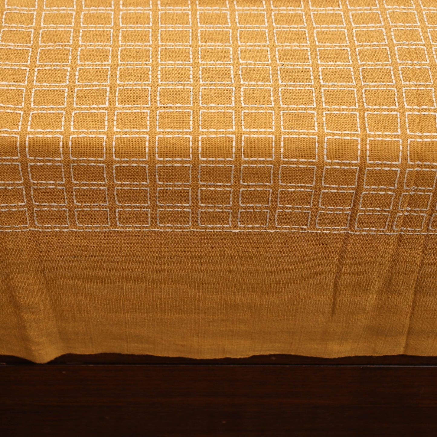 Yellow - Pure Cotton Single Handloom Bed Cover from Bijnor 44