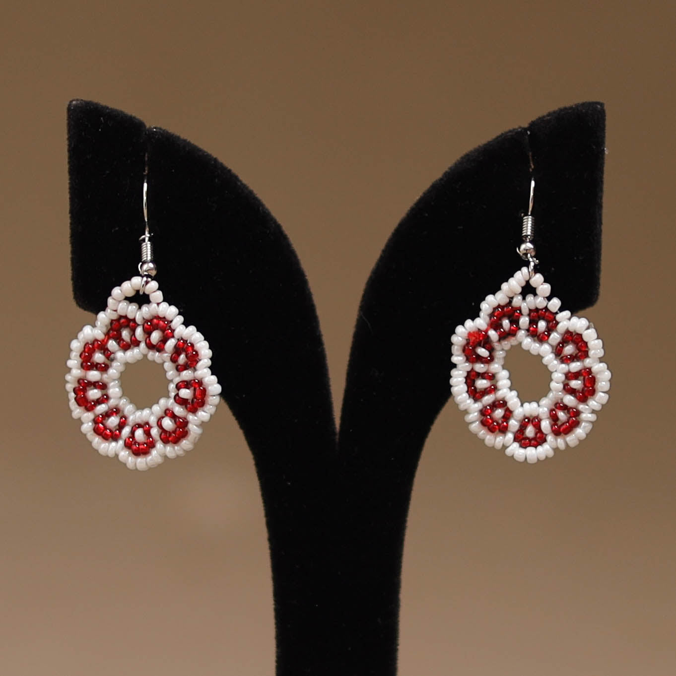 White - Handmade Beadwork Earrings 42