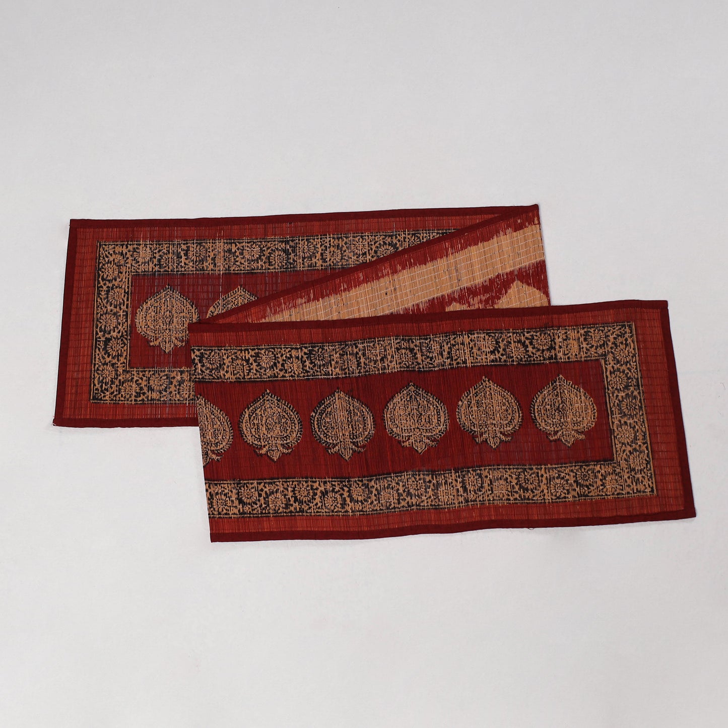 Natural Bamboo Bagh Block Printed Dining Table Runner 11