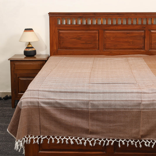 Brown - Pure Cotton Single Handloom Bed Cover from Bijnor 46