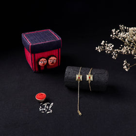 Handcrafted Meenakari Bhaiya Bhabhi Rakhi Set with Coir Box 78