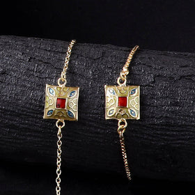 Handcrafted Meenakari Bhaiya Bhabhi Rakhi Set with Coir Box 78