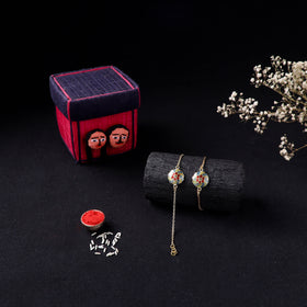 Handcrafted Meenakari Bhaiya Bhabhi Rakhi Set with Coir Box 81