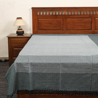 Grey - Pure Cotton Single Handloom Bed Cover from Bijnor 48