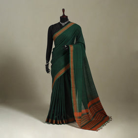 Green Handloom Missing Checks Cotton Mangalagiri Saree