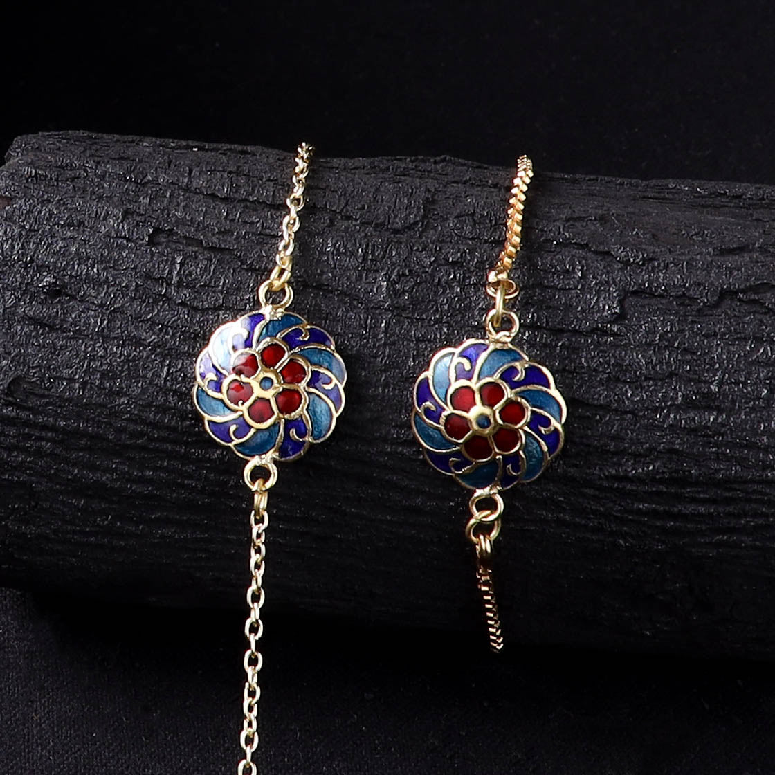 Handcrafted Meenakari Bhaiya Bhabhi Rakhi Set with Coir Box 82