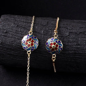 Handcrafted Meenakari Bhaiya Bhabhi Rakhi Set with Coir Box 82