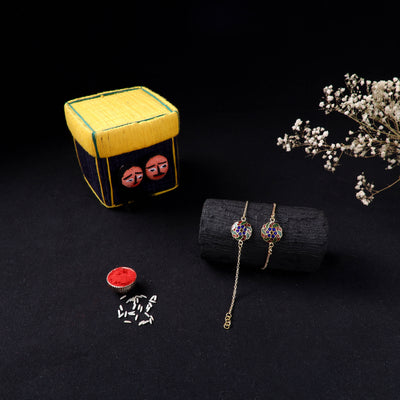 Handcrafted Meenakari Bhaiya Bhabhi Rakhi Set with Coir Box 83
