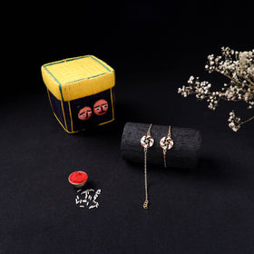 Handcrafted Meenakari Bhaiya Bhabhi Rakhi Set with Coir Box 84