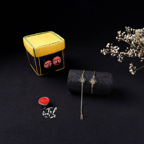 Handcrafted Meenakari Bhaiya Bhabhi Rakhi Set with Coir Box 85