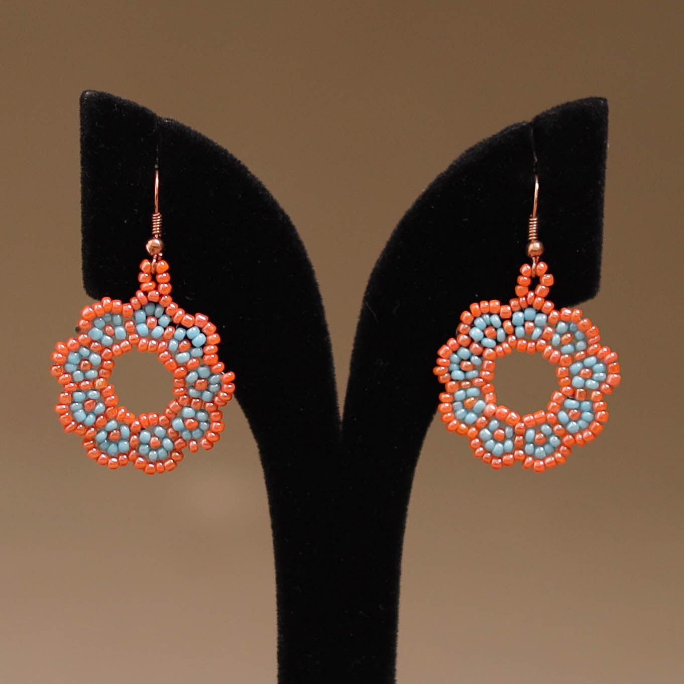 Orange - Handmade Beadwork Earrings 54